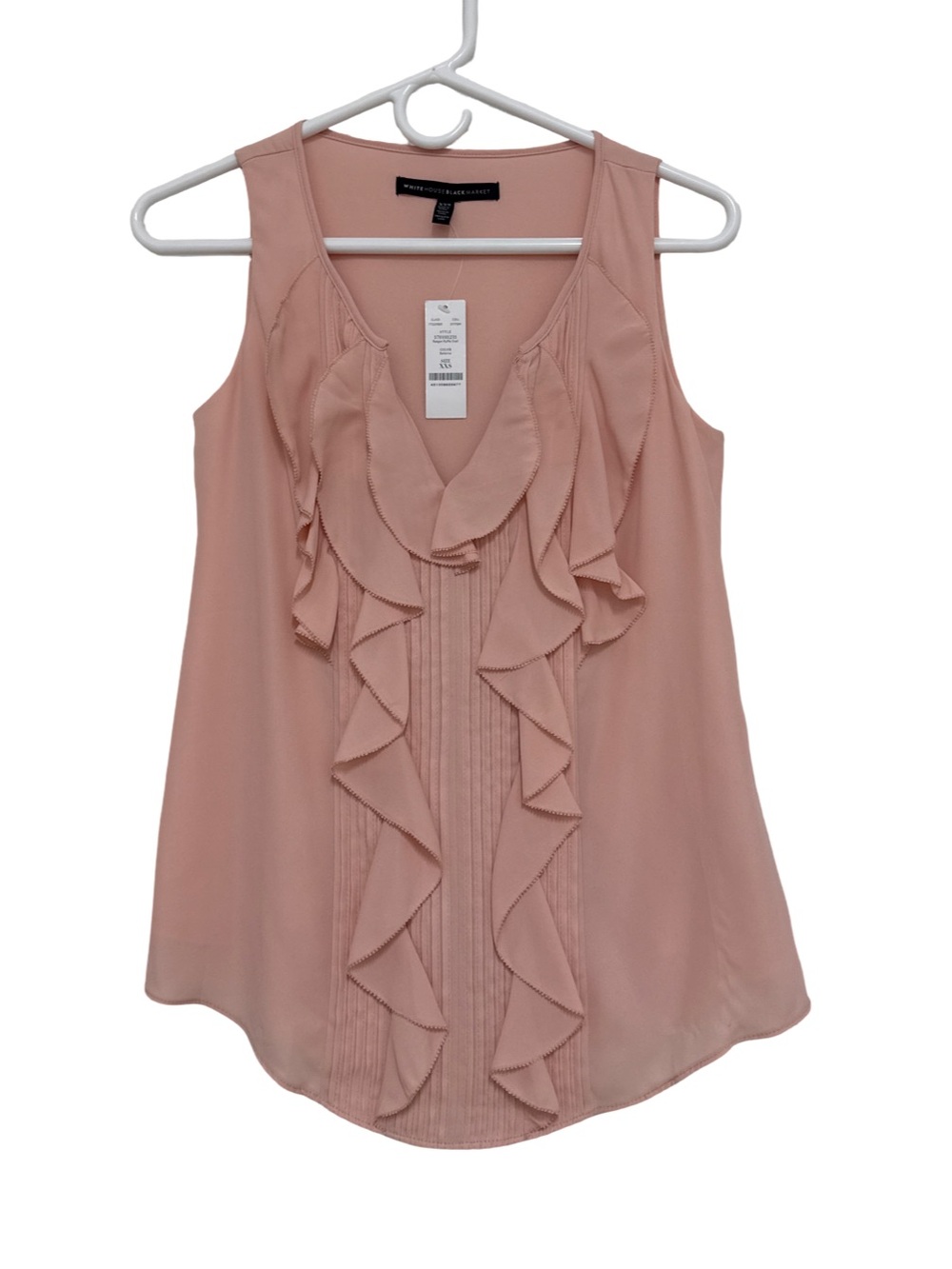 White House Black Market Blush Pink Ruffle Front Camisole XXS
